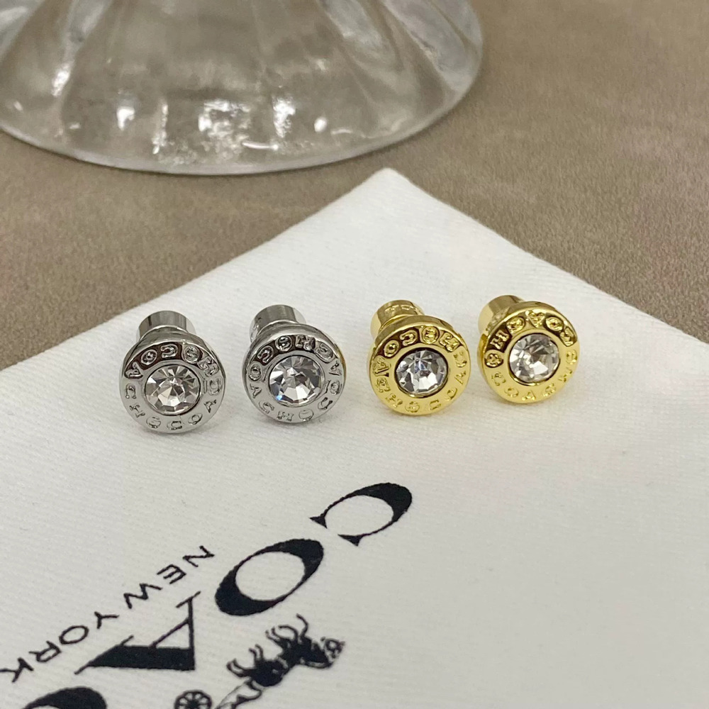 Coach Cool Round CZ Stud Earrings Silver